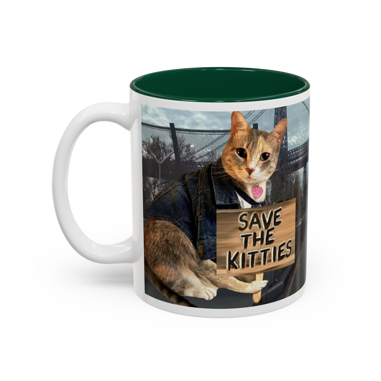 SAVE The KITTIES (Cat rescue fund raiser )-Two-Tone Accent Mug (11oz, 15oz)