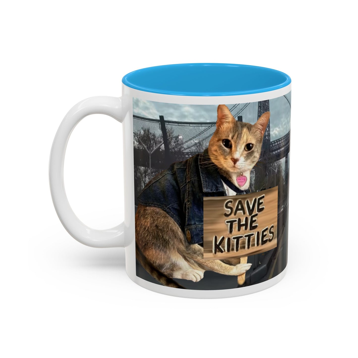 SAVE The KITTIES (Cat rescue fund raiser )-Two-Tone Accent Mug (11oz, 15oz)