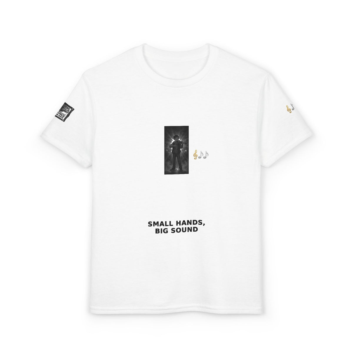 Small Hands, Big Sound — Boy Violin Pre-Teen Musician Tee (Black Ink) (Budget Edition)