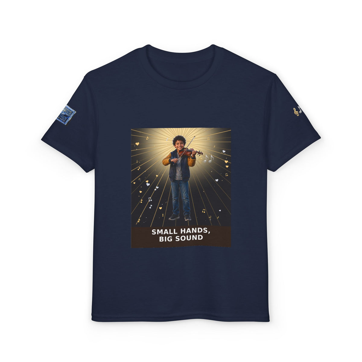 Small Hands, Big Sound — Latino Boy Violin Pre-Teen Musician Tee