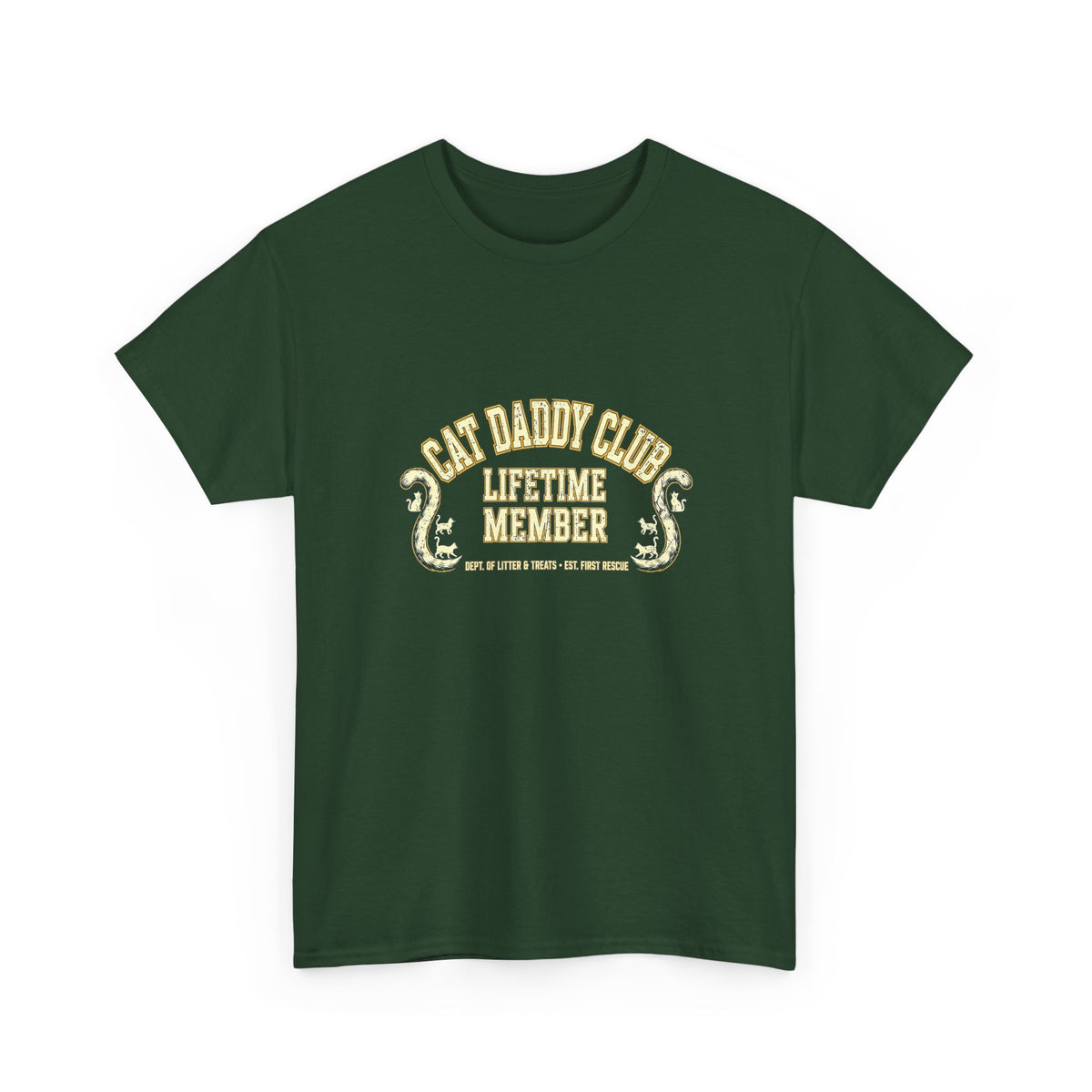 Cat Daddy Club T-Shirt - Lifetime Member Varsity Cat Dad Tee, Dept. of Litter & Treats - Budget Edition