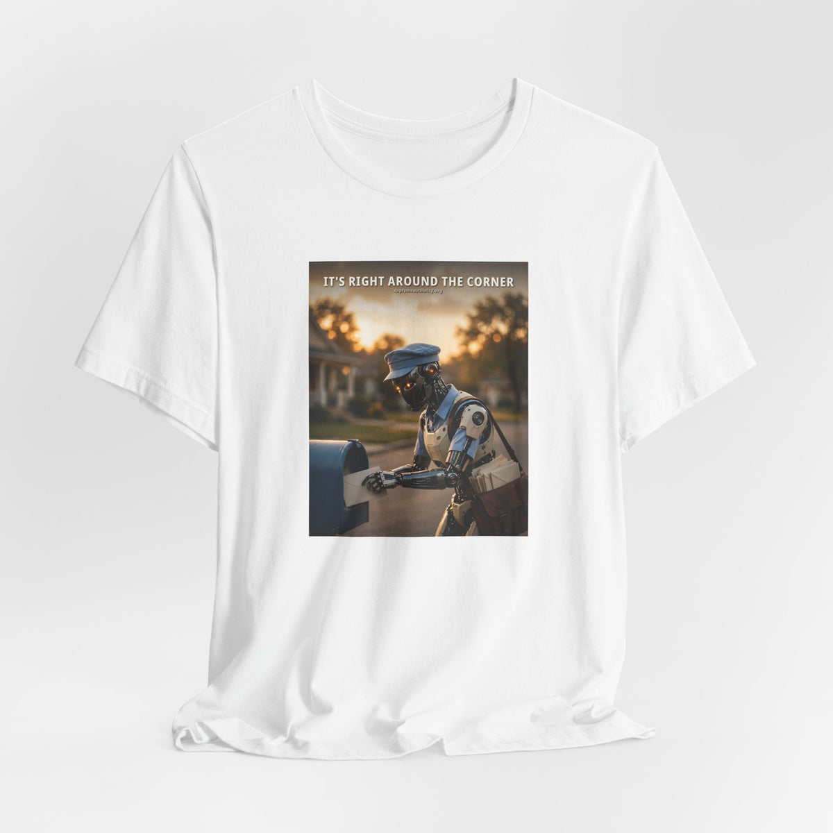 It's Right Around The Corner — Mail Carrier Robot Tee