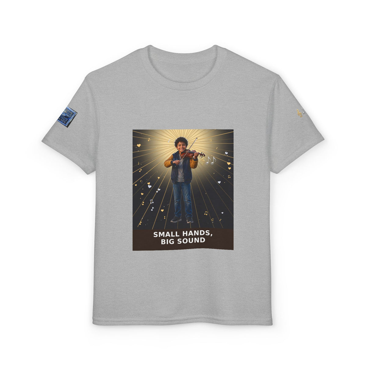 Small Hands, Big Sound — Latino Boy Violin Pre-Teen Musician Tee