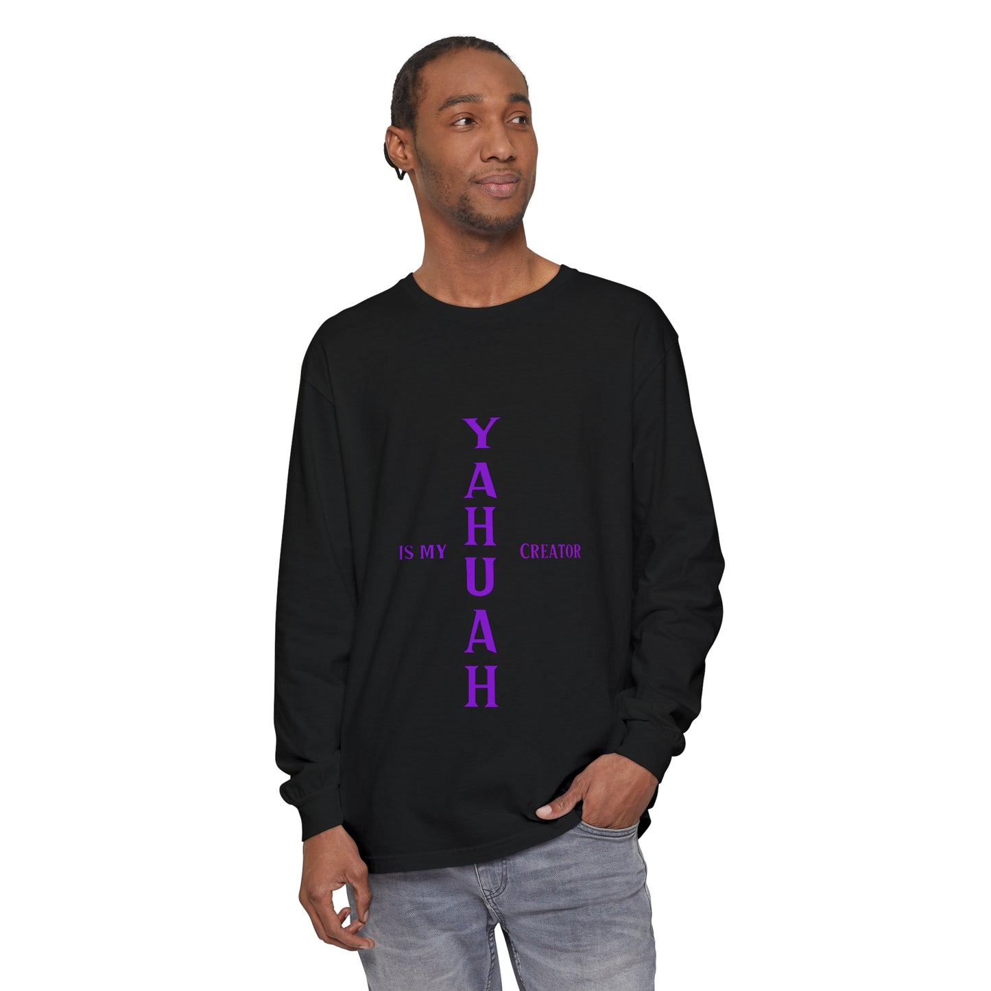 YAHUAH CREATOR - Lady J -custom - Unisex Garment-dyed Long Sleeve T-Shirt