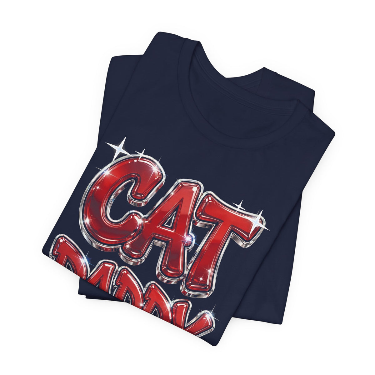 Cat Daddy Graffiti T-Shirt - Red Chrome Bubble Letters, Streetwear Cat Dad Tee
