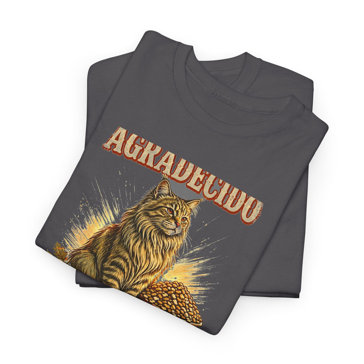 Gato Agradecido - Camiseta de Accion de Gracias en Espanol - Por Los Tazones Llenos - Edicion Economica
