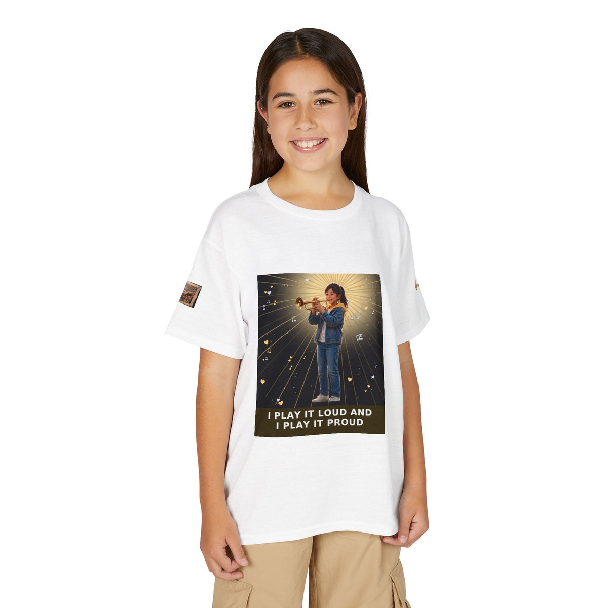 I Play It Loud and I Play It Proud — Asian Girl Trumpet Pre-Teen Musician Tee (Budget Edition)