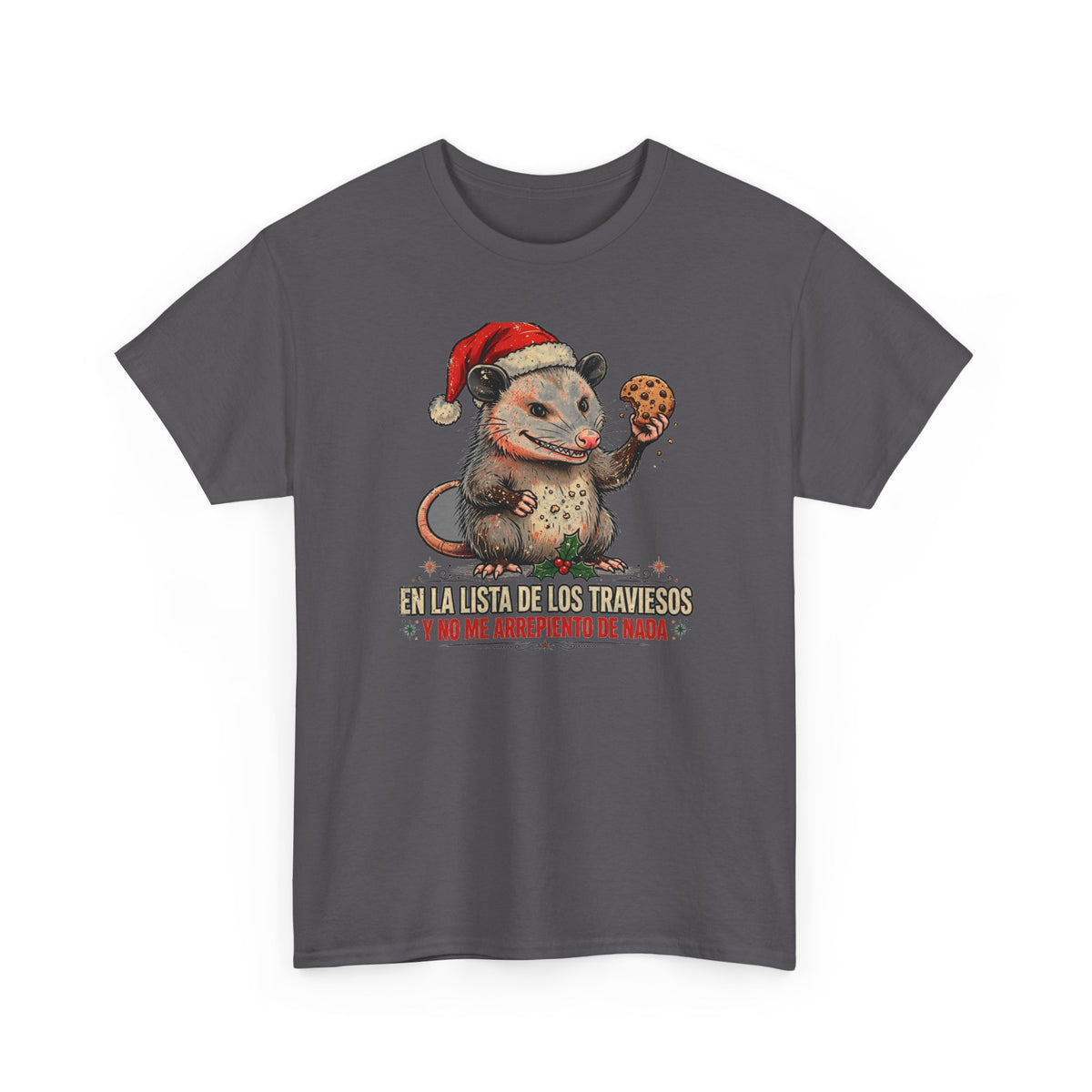 En la Lista de los Traviesos - Zarigueya de Navidad - Camiseta en Espanol - Edicion Economica