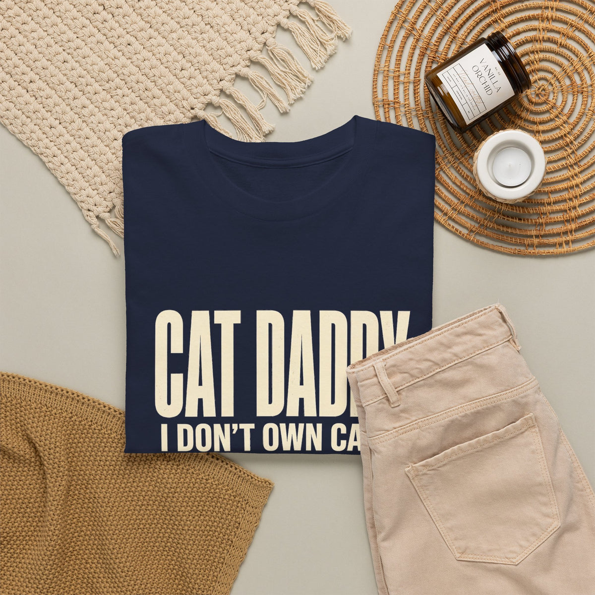 Cat Daddy T-Shirt - I Don't Own Cats. I Work For Them. Funny Cat Dad Tee - Budget Edition