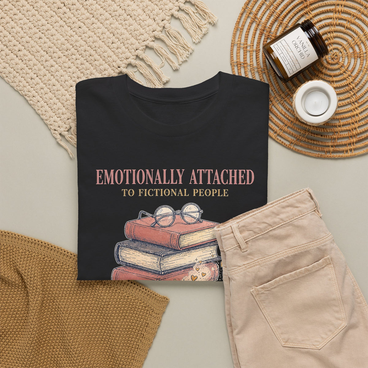Emotionally Attached to Fictional People T-Shirt - Funny Book Lover Tee - Budget Edition