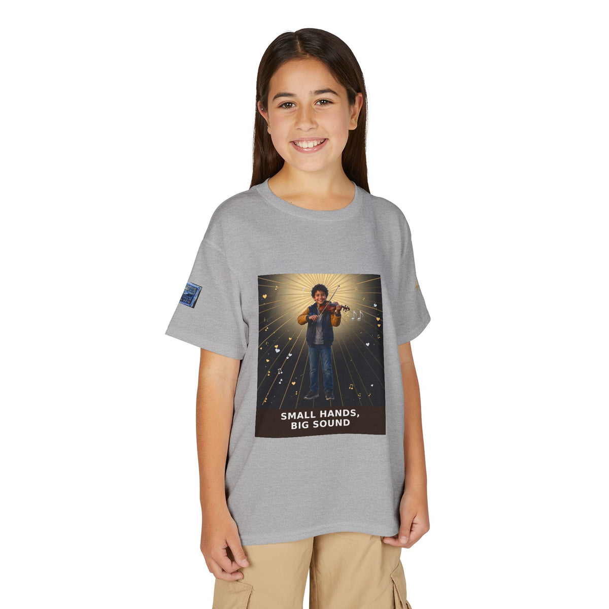 Small Hands, Big Sound — Latino Boy Violin Pre-Teen Musician Tee