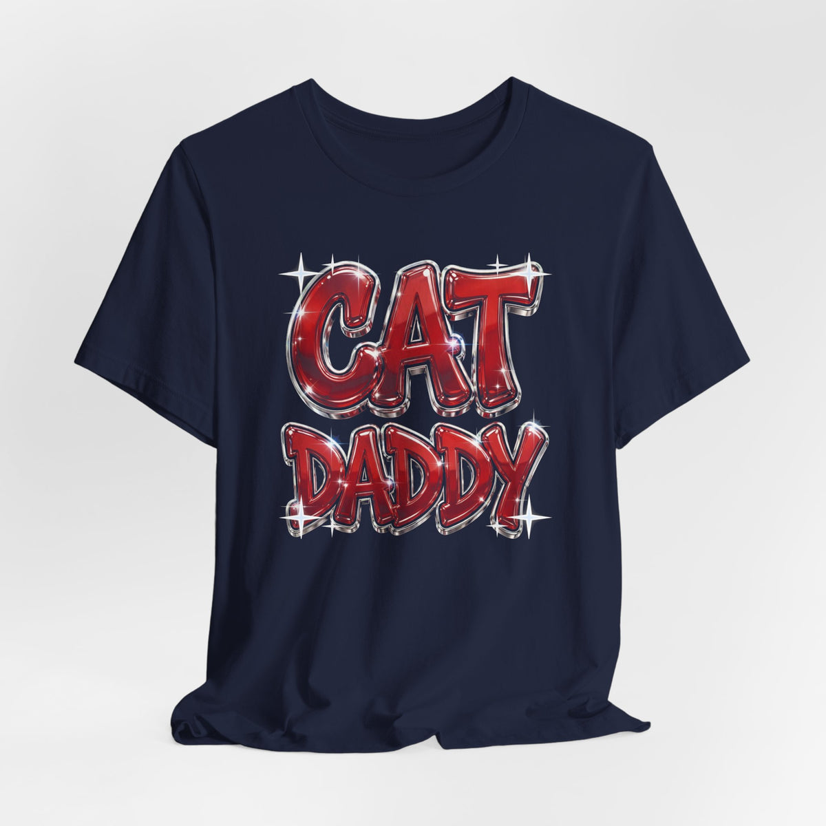 Cat Daddy Graffiti T-Shirt - Red Chrome Bubble Letters, Streetwear Cat Dad Tee