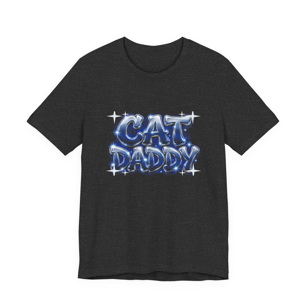 Cat Daddy Graffiti T-Shirt - Dark Blue Airbrush Chrome, Midnight Cat Dad Tee