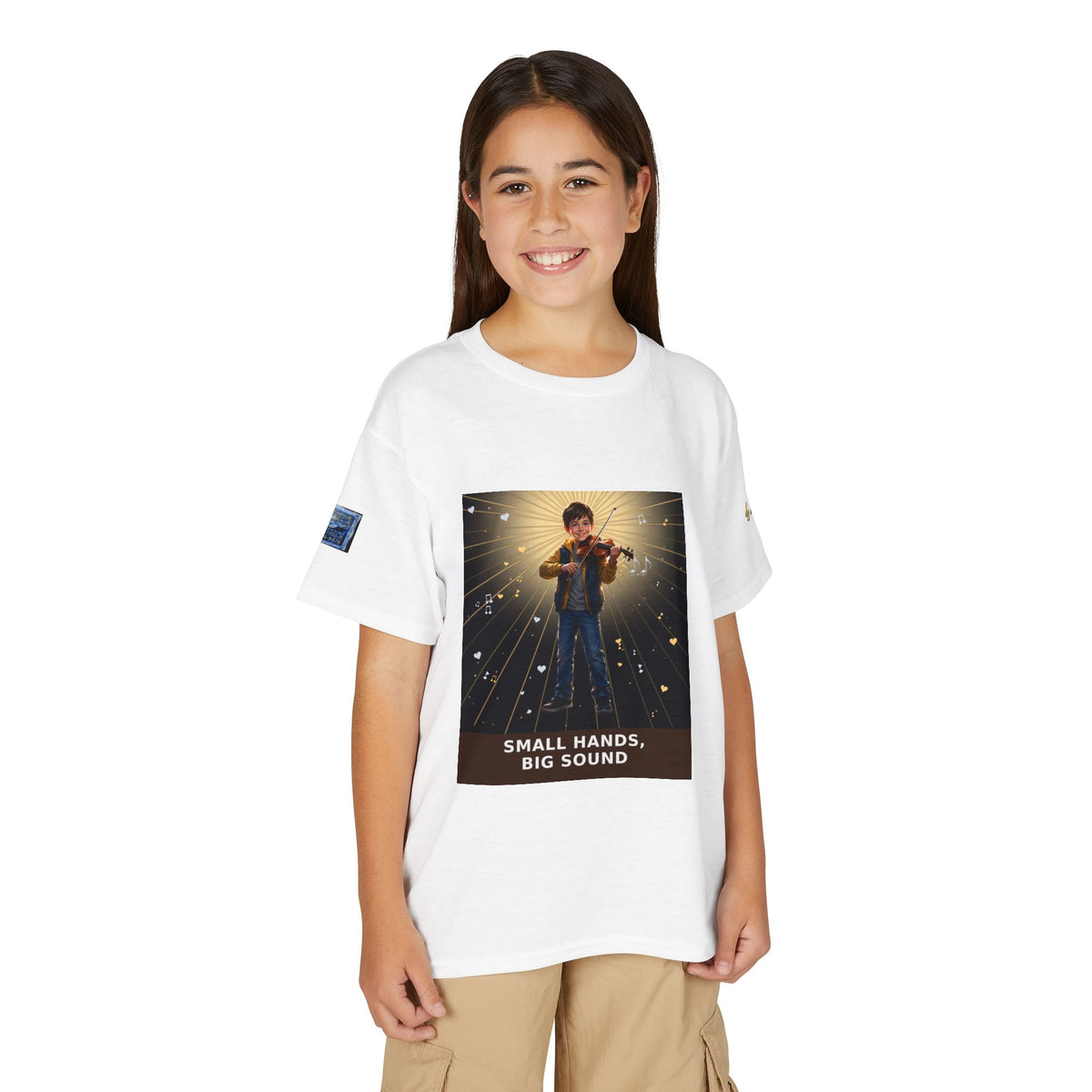 Small Hands, Big Sound — Boy Violin Pre-Teen Musician Tee (Budget Edition)