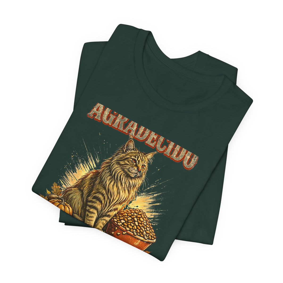 Gato Agradecido - Camiseta de Accion de Gracias en Espanol - Por Los Tazones Llenos