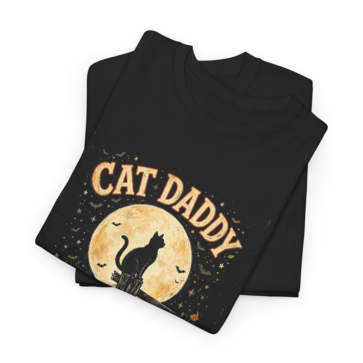 Cat Daddy Halloween T-Shirt - Midnight Feeding Crew Black Cat Full Moon Vintage Tee, Funny Feral Cat Lover Gift - Budget Edition