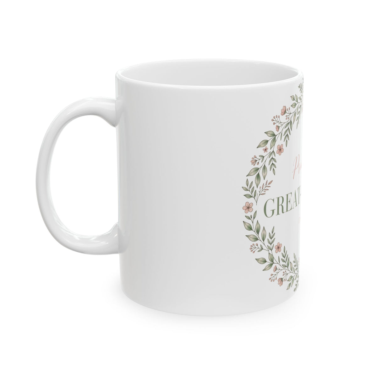 Promoted to Great-Grandma Mug - Floral Wreath Announcement Gift Mug 11oz - Budget Edition