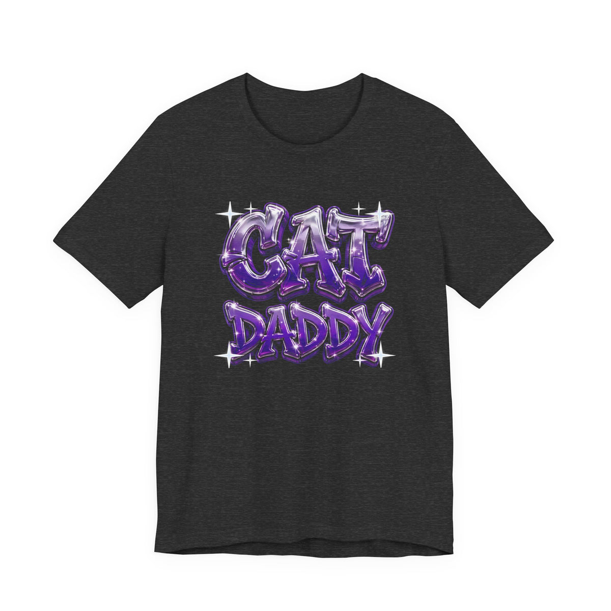 Cat Daddy Graffiti T-Shirt - Purple Chrome Bubble Letters, Streetwear Cat Dad Tee