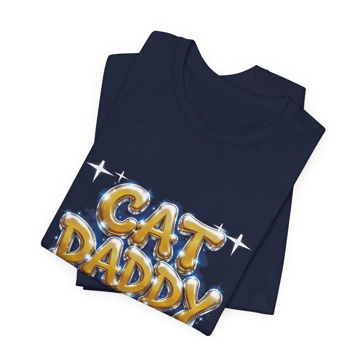 Cat Daddy Graffiti T-Shirt - Yellow Airbrush Chrome, Golden Cat Dad Tee