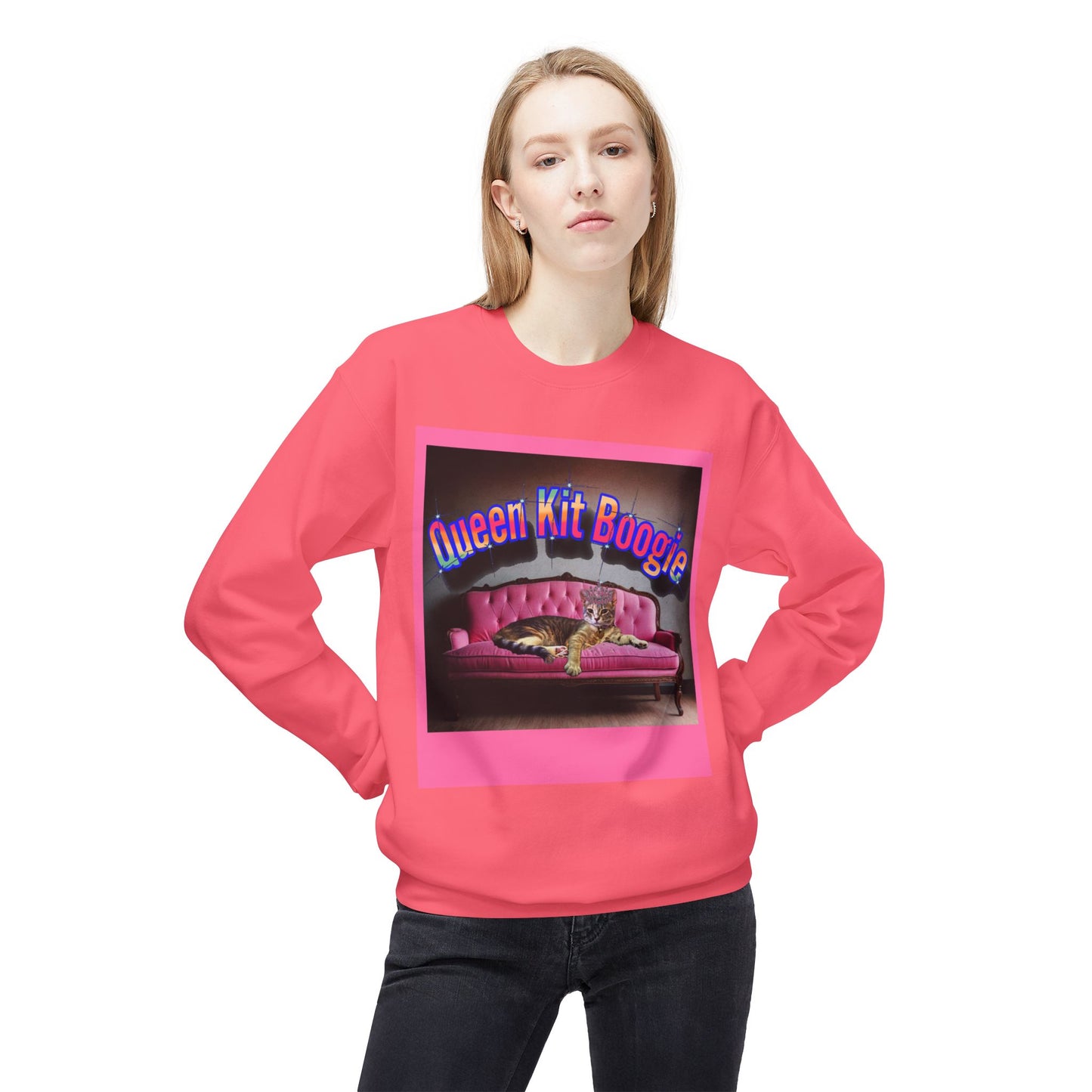 Queen Kit Boogie -Custom -Unisex Midweight Softstyle Fleece Crewneck Sweatshirt