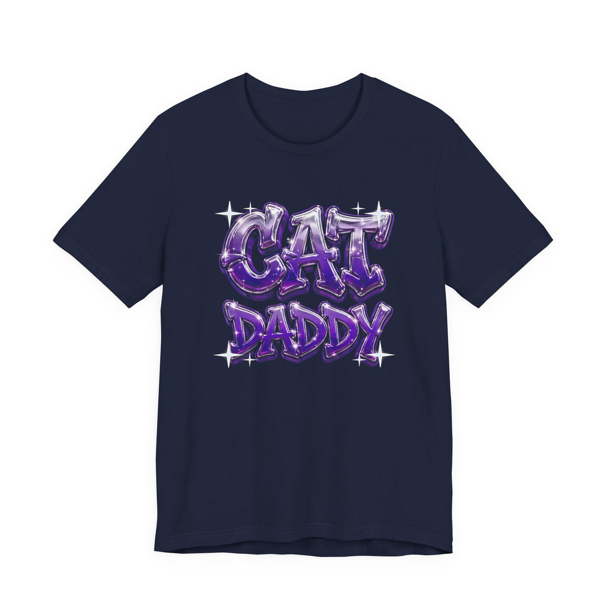 Cat Daddy Graffiti T-Shirt - Purple Chrome Bubble Letters, Streetwear Cat Dad Tee