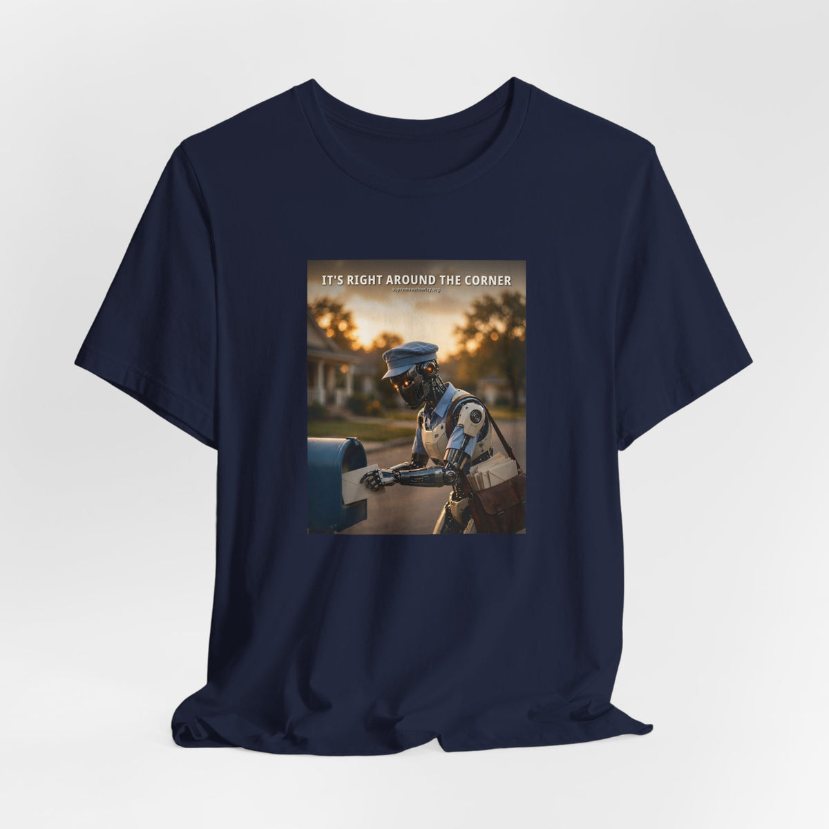 It's Right Around The Corner — Mail Carrier Robot Tee