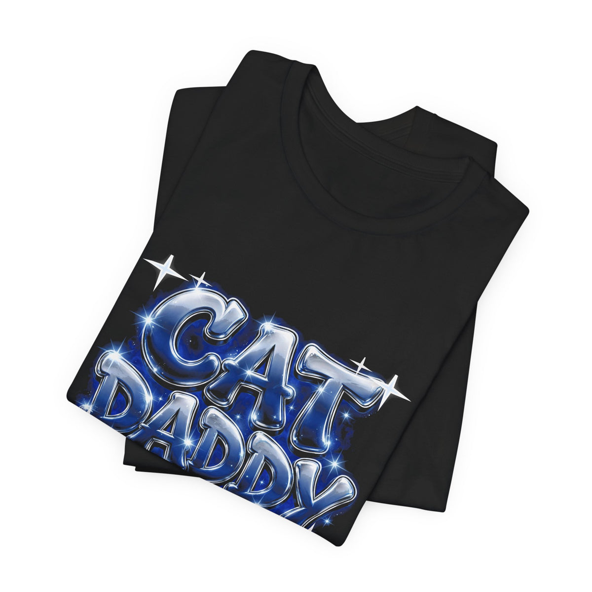 Cat Daddy Graffiti T-Shirt - Dark Blue Airbrush Chrome, Midnight Cat Dad Tee