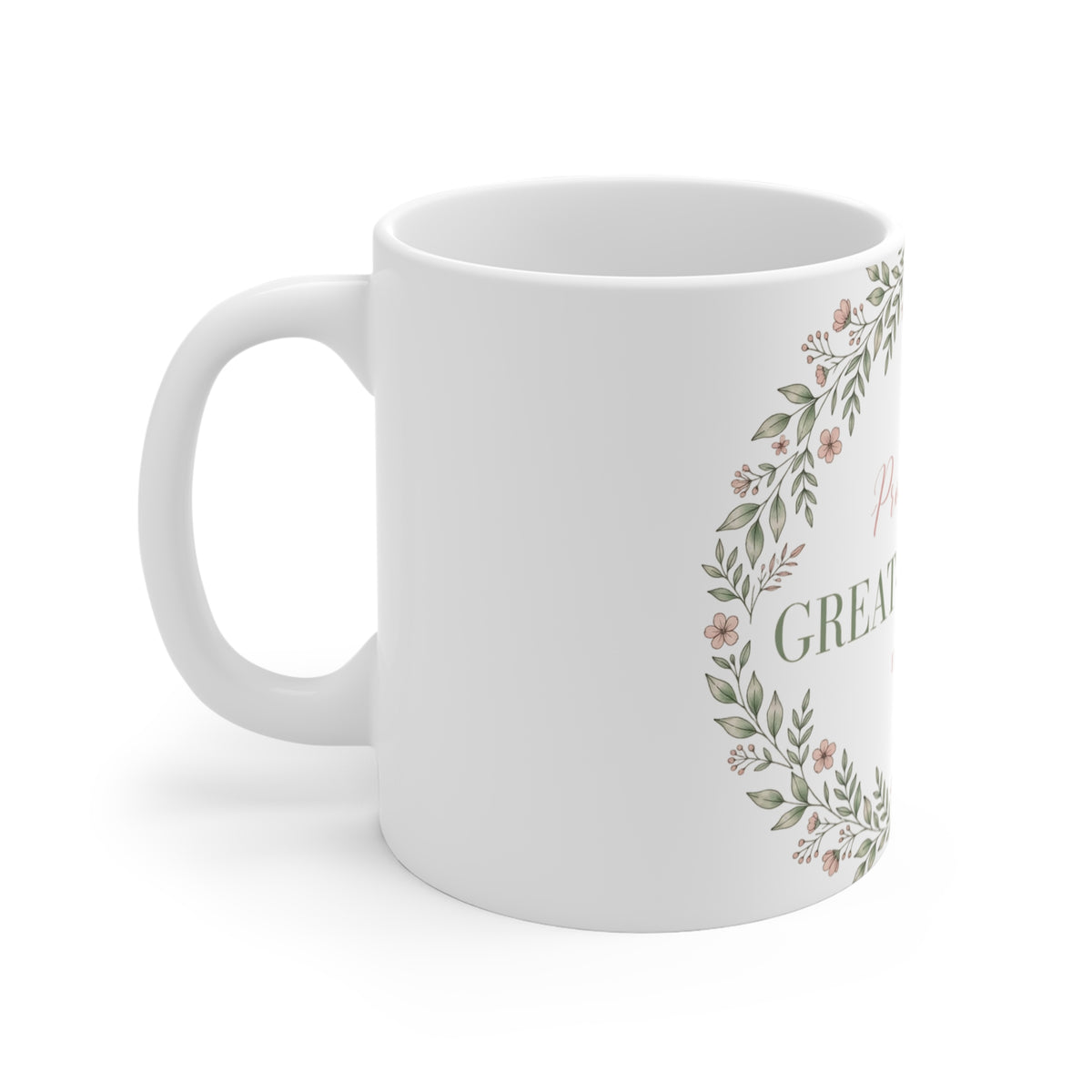 Promoted to Great-Grandma Mug - Floral Wreath Announcement Gift Mug 11oz