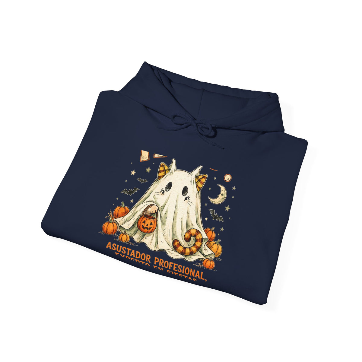 Sudadera con Capucha Gato Fantasma ¡Buu! - Asustador Profesional, Experto en Siestas, Halloween Divertido con Gatos