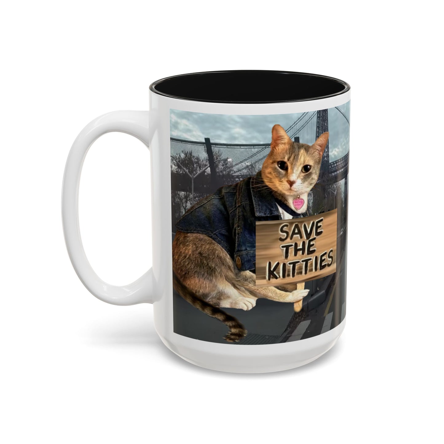 SAVE The KITTIES (Cat rescue fund raiser )-Two-Tone Accent Mug (11oz, 15oz)
