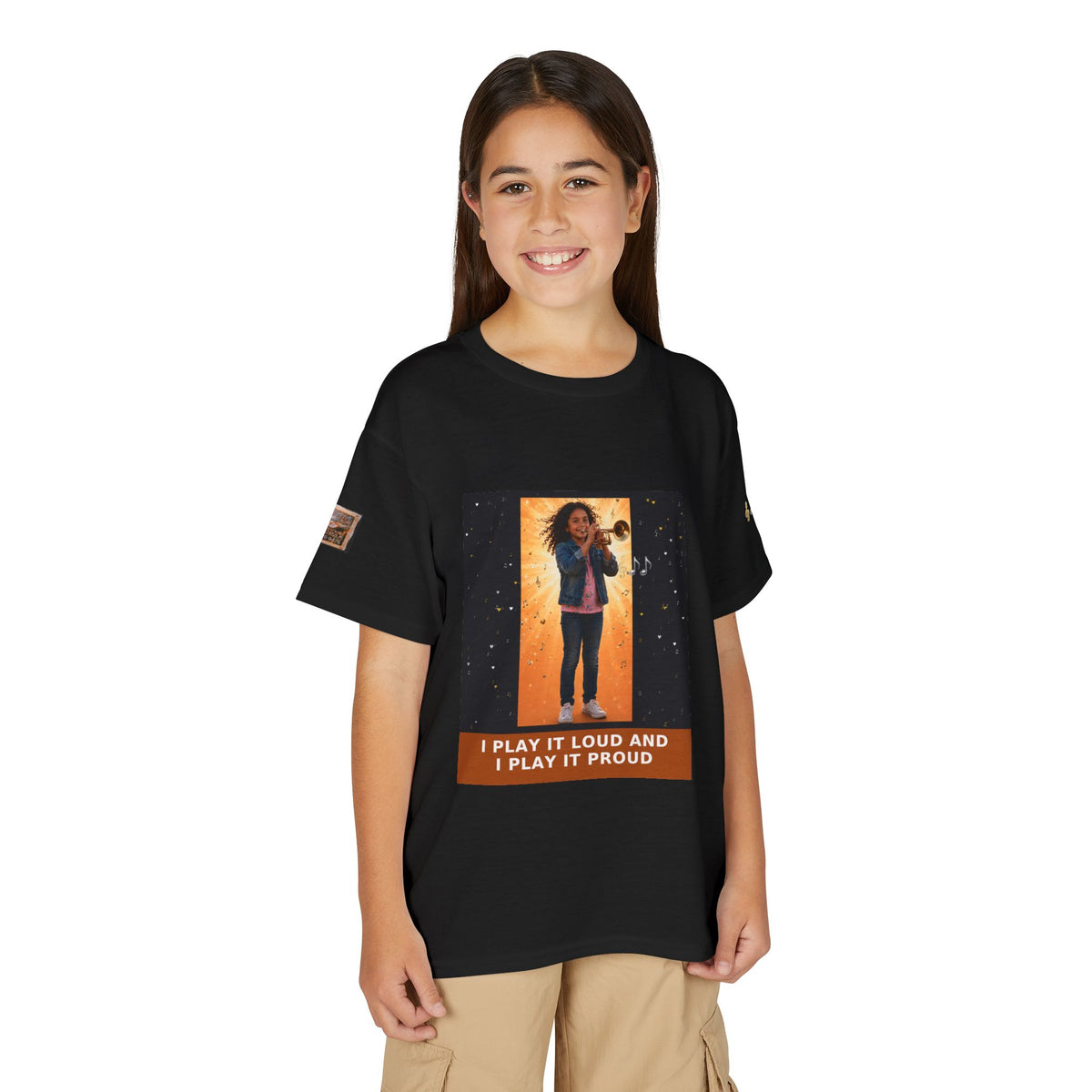 I Play It Loud and I Play It Proud — Latina Girl Trumpet Pre-Teen Musician Tee