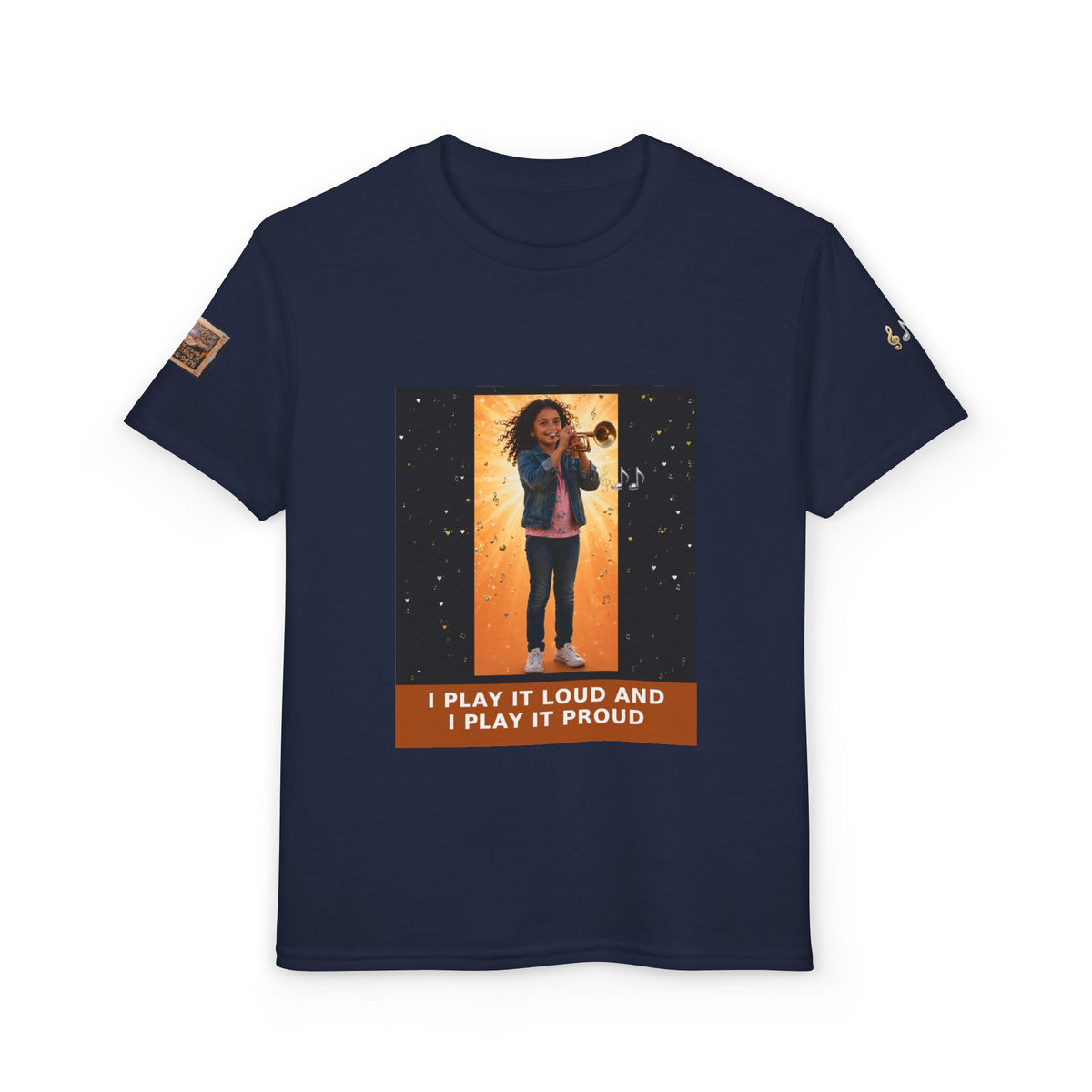 I Play It Loud and I Play It Proud — Latina Girl Trumpet Pre-Teen Musician Tee