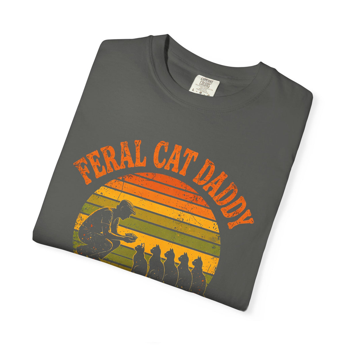 Feral Cat Daddy T-Shirt - Retro Sunset Cat Dad Tee, Est. at the 5 A.M. Feeding